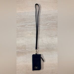 Kate Spade New York Dawn Black Nylon Card Case Lanyard ID Wallet